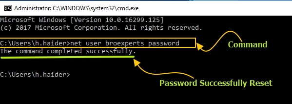 reset domain user password via cmd