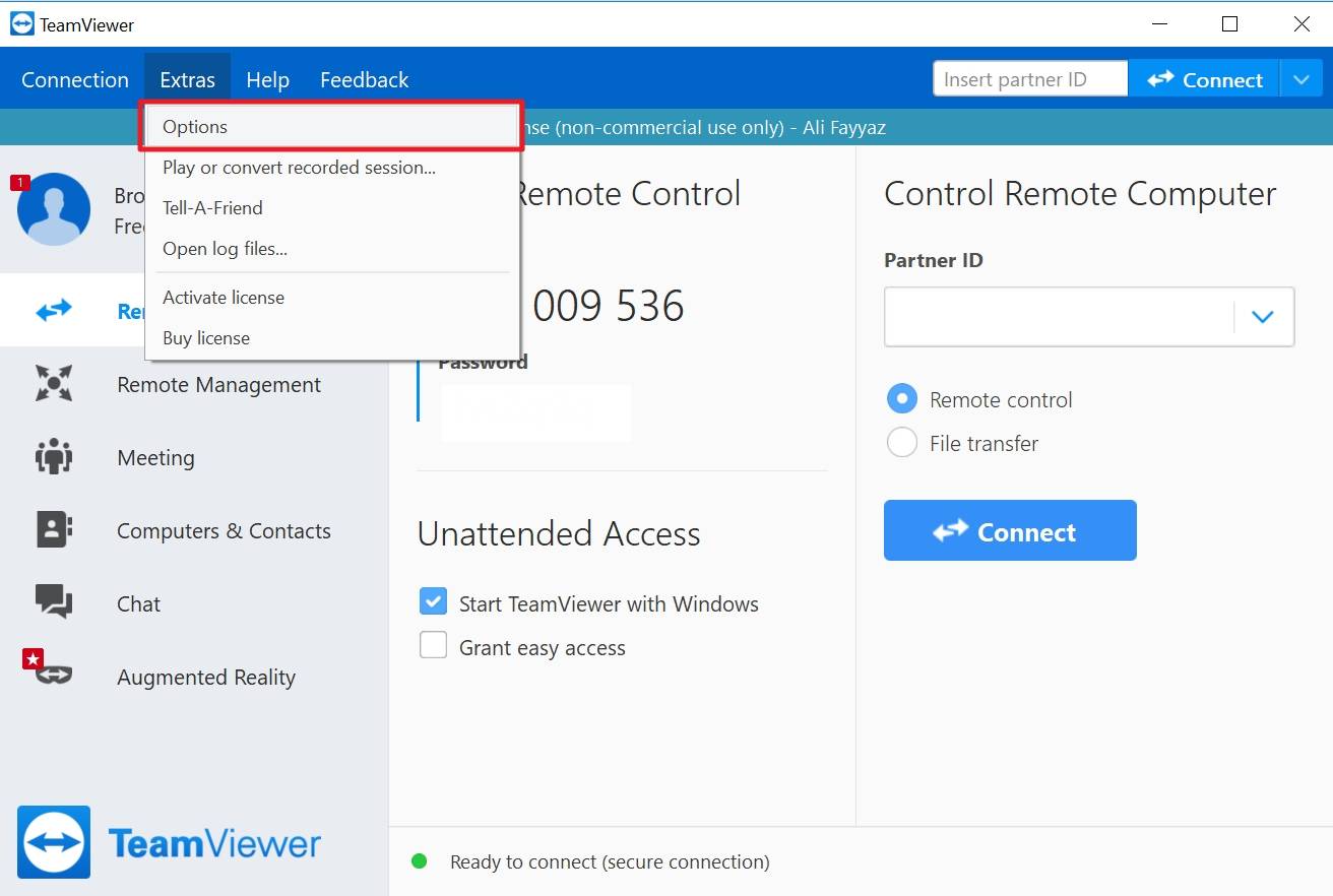 Teamviewer remote connection